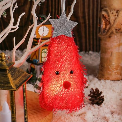 Festlicher beleuchteter Weihnachtsbaum-Plüsch-Ornament, die saisonale Dekoration mit sanftem Schein verbessert, kompaktes und leichtes Design für mehrere Platzierungsanwendungen von Allthingstore