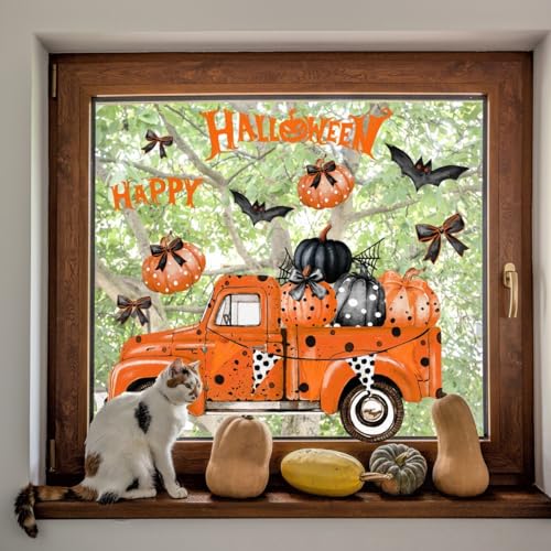 Für festliche Halloween-Wandaufkleber mit Horror-Motiven, wetterbeständiges Material für den Innen- und Außenbereich, einfach abziehen und für saisonale Dekoration anbringen von Allthingstore