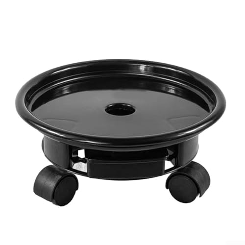 Funktionale schwarze Blumentopf-Tabletts aus Kunststoff, tiefe runde Untersetzer für verschiedene Topfgrößen (16 cm mit Rädern) von Allthingstore