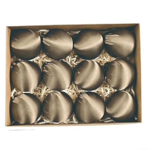 Glänzende Velours-Weihnachtskugeln, 12 Stück, leichte Kunststoff-Ornamente mit Umhängeband, geeignet für Weihnachtsbäume, Fenster-Displays, Kamindekoration und mehr (braun) von Allthingstore