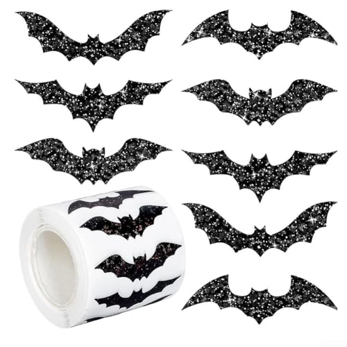 Gruselige Dekoration mit Halloween-Fledermaus-Aufklebern, Rolle, wasserdicht, schwarz, Aufkleber für Zuhause und Veranstaltungen (schwarz) von Allthingstore