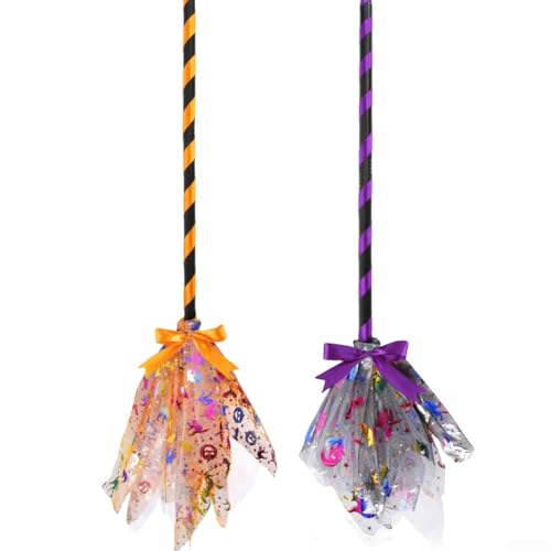Halloween-Netz-Besen-Requisite für Hexe, Cosplay und Party, mit leichter, abnehmbarer Konstruktion mit gruseligen Details (Farbdruck) von Allthingstore