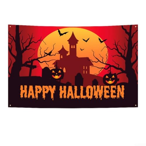 Halloween-Wandbehang mit Polyester-Material, mit Kürbis und Designs und Metallösen zur Platzierung (WSBJB2256-13) von Allthingstore
