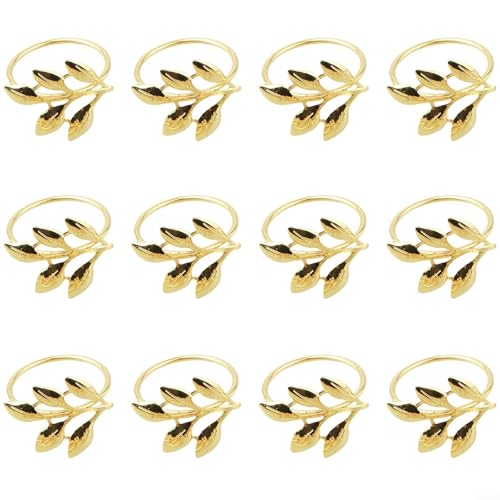 Handgefertigte metallische Serviettenringe verschönern Ihren Tisch mit diesem eleganten Set von 12 (Gold) von Allthingstore