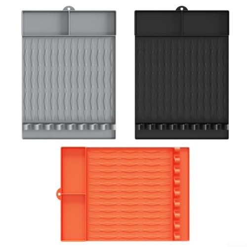 Hitzebeständige Grillmatte für Weber-Grills, Silikon-Konstruktion mit speziellen Schlitzen für Werkzeuge und Gewürzflaschen (orange) von Allthingstore