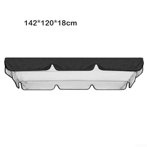 Hollywoodschaukel Überdachung Abdeckung Set Outdoor für 2/3 Sitzer Stühle mit wasserdichtem Polyester Silber beschichtetem Stoff Staub- und Sonnenlichtschutz für Garten (142 * 120 * 18cm Schwarz) von Allthingstore
