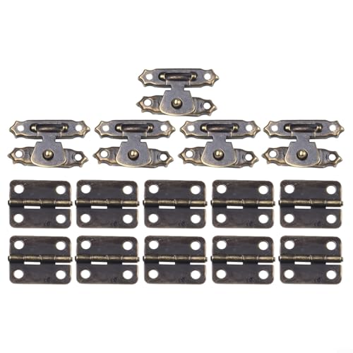 Holz-Scharnier-Set, 15 Stück, Vintage-Hardware für Schrankrestaurierung und Dekoration (Bronze) von Allthingstore