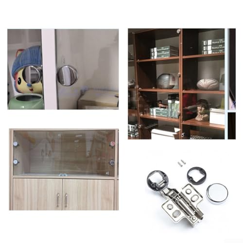 Hydraulisches Glastürscharnier mit Mini-Rundkopf und Puffer, entworfen für Glasschranktüren und Möbel, Metall- und Kunststoffmaterialien (gerade Biegung) von Allthingstore