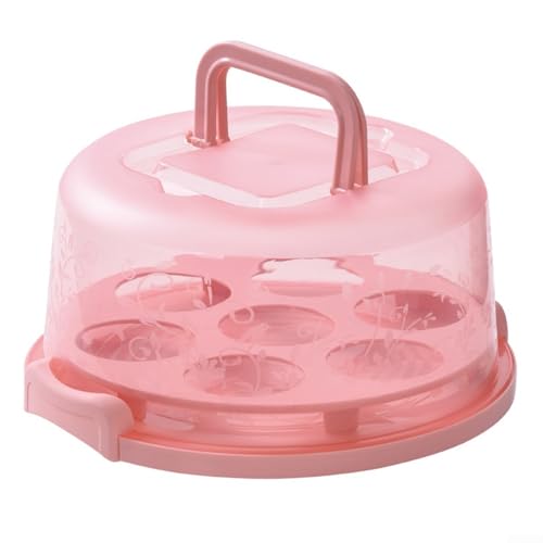 Kompakter Kuchenträger mit sicherem Deckel und faltbarem Griff für einfachen Transport von 20,3 cm Kuchen, Cupcakes, Muffins und Vorspeisen-Tablett (Rosa) von Allthingstore