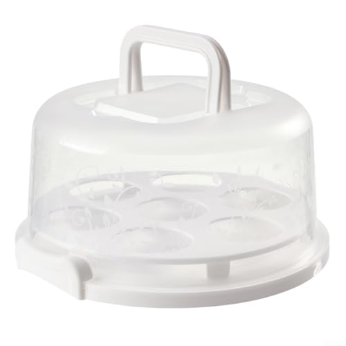Kompakter Kuchenträger mit sicherem Deckel und faltbarem Griff für einfachen Transport von 20,3 cm Kuchen, Cupcakes, Muffins und Vorspeisen-Tablett (weiß) von Allthingstore