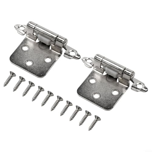 Küchenscharniere für Schranktüren, selbstschließende Frontmontage, Eisenkonstruktion, Silberfarben, 2 Stück von Allthingstore