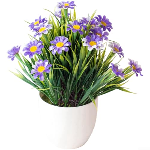 Künstliche Chrysanthemen Seidenblume Topfpflanze für Heimdekoration, Hochzeit und Außenbereich mit realistischen Blütenblättern und Farben (Azur) von Allthingstore