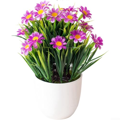 Künstliche Chrysanthemen Seidenblume Topfpflanze für Heimdekoration, Hochzeit und Außenbereich mit realistischen Blütenblättern und Farben (rot) von Allthingstore