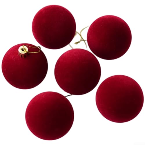 Kunststoff-Weihnachtskugel-Ornamente mit Beflockung zum Aufhängen an Bäumen, zeigt ein modernes Design und Konstruktion für die Weihnachtszeit (E) von Allthingstore