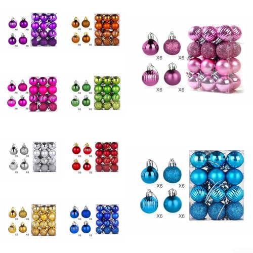 Leuchtendes 24-teiliges Glitzerkugel-Set, um Ihr saisonales Deko-Thema aufzuhellen (Rosa) von Allthingstore