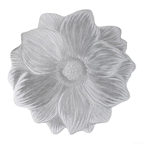 Lotusförmige Tischsets aus hitzebeständigem PVC mit rutschfestem für Esstische, geeignet für Zuhause, Restaurant und Veranstaltung, wiederverwendbar und leicht zu reinigen (Silber) von Allthingstore