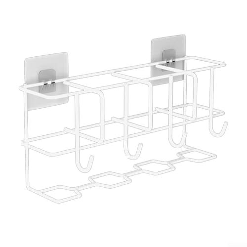 Metall-Regenschirmständer zur Wandmontage für Zuhause und Büro, mit Türaufhänger für Regenschirme, Taschen und Schlüssel, platzsparendes Design (weiß) von Allthingstore