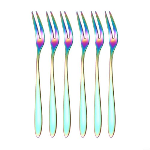 Mini-Gabeln aus Edelstahl, 6 Stück, für müheloses Servieren von Obst und Desserts (mehrfarbig) von Allthingstore