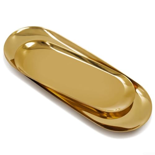 Multifunktionales rundes Tablett aus Edelstahl für Schminktisch, Schmuck und Heimdekoration (18 cm) von Allthingstore