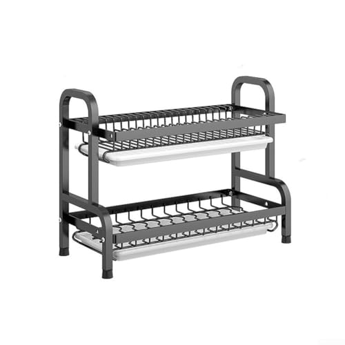 Organisieren Sie Ihre Küche mit einem stabilen 2-stöckigen Abtropfgestell aus Metall von Allthingstore