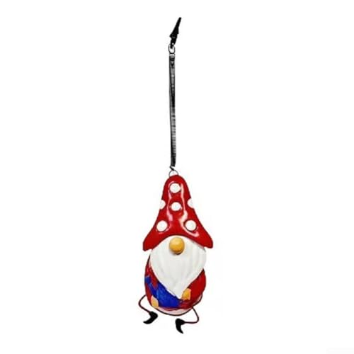 Outdoor Garten Deko Hängende Hüpfspielzeug aus Zwergserie mit Solar Nachtlicht und animierten Zwergenfiguren mit federbelasteter Bewegung (rot) von Allthingstore