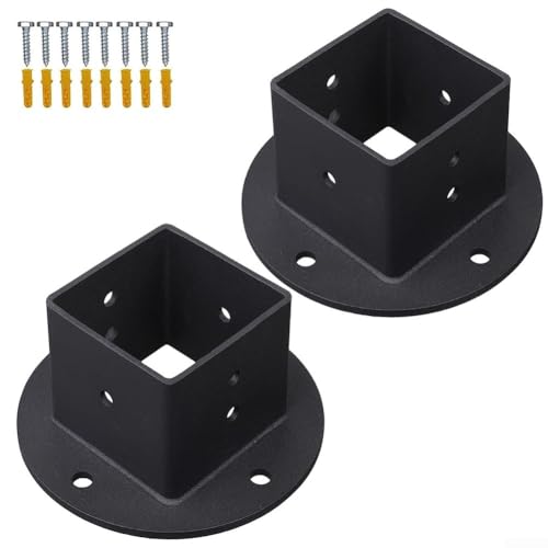 Outdoor Metal Fence Pole Flange Base Brackets Kit 2x2 Inch for Deck Railing and Pergola Support with Screws von Allthingstore