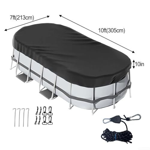 Ovale Poolabdeckung mit Schnellspannsystem für oberirdische Pools, bietet zuverlässige Wetterbeständigkeit und Schmutzblockierung (213 x 305 cm) von Allthingstore