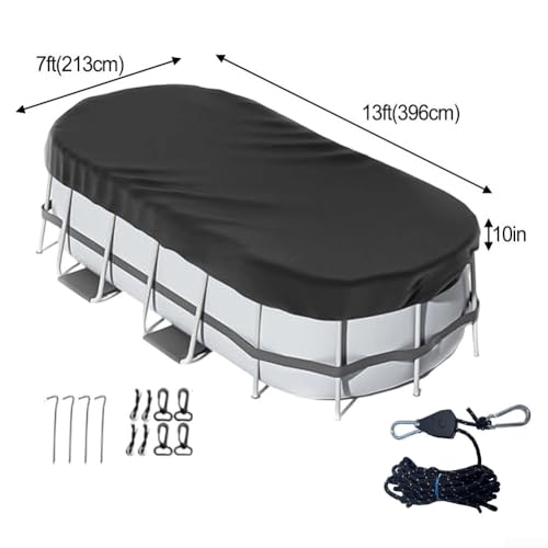 Ovale Poolabdeckung mit Schnellspannsystem für oberirdische Pools, bietet zuverlässige Wetterbeständigkeit und Schmutzblockierung (213 x 396 cm) von Allthingstore