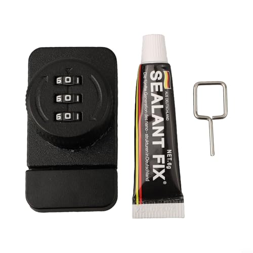 Passwortanzeige, schlüsselloses Zahlenschloss, 3-stellig, Zinklegierung, Schranktür-Hardware, sicheres Glas und Schiebetüren ohne Bohren oder Stanzen (Schwarz) von Allthingstore