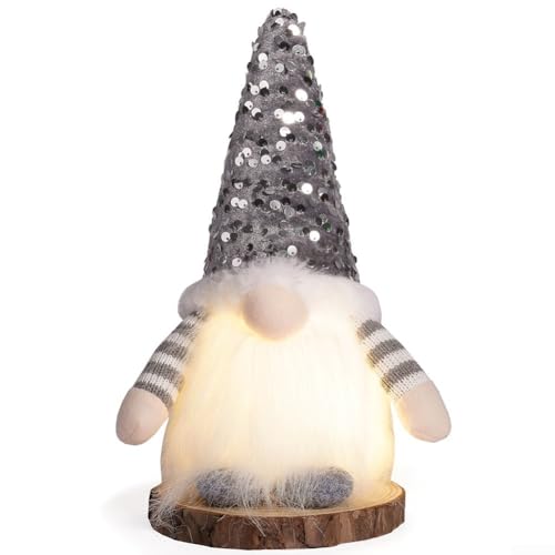 Plüsch-Zwerg mit interner Beleuchtung, angetrieben durch AAA-Batterien, zur Verschönerung der festlichen Wohnkultur mit einem charmanten und skurrilen Touch (grau) von Allthingstore