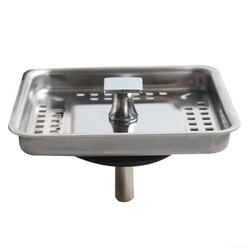 Quadratisches Edelstahl Küchenspüle Sieb mit Gummidichtung für Abflussschutz und Abfallvermeidung, Rostbeständiges Design mit Perforationen von Allthingstore