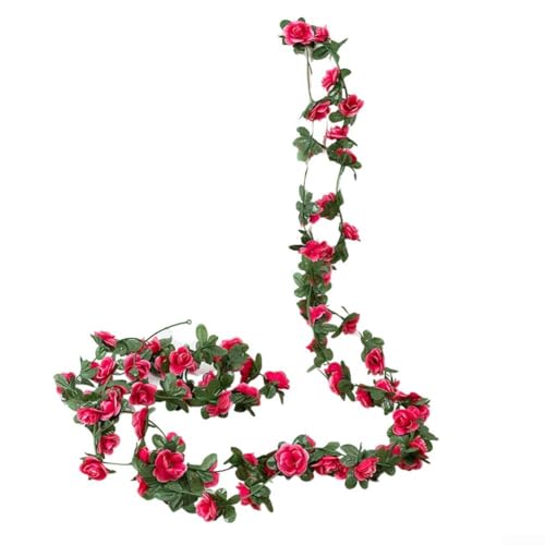 Realistische gefälschte Rosengirlande Schöne Simulation Rebe für Tisch und Wanddekoration (Hellrot und Frühling) von Allthingstore
