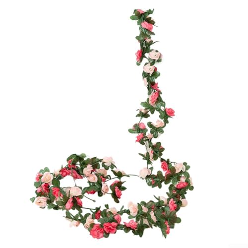 Realistische künstliche Rosengirlande, schöne Simulationsrebe für Tisch- und Wanddekoration (Rosa - Frühling) von Allthingstore