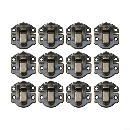 Riegel im antiken Stil für Schmuckschatulle und dekorative Truhe, stabile Metallhaspe für Zuhause und Büro (Bronze, 12 Stück) von Allthingstore