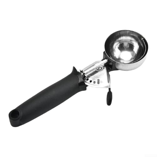 Robuste Edelstahl-Eisportionierer mit komfortablem Griff für reibungsloses Schöpfen von Eis, Obst und Keksen, spülmaschinenfest für schnelle Reinigung (schwarz) von Allthingstore