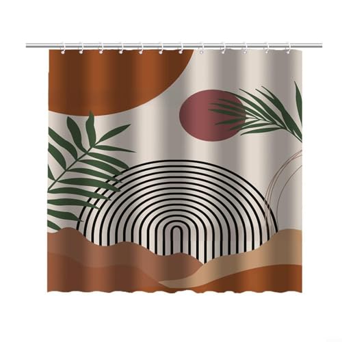 Rostfreie Haken Duschvorhang mit Blattmuster Badezimmer Wasserdicht für Duschen, Badewannen, Wohnmobil, Hotels, Motels, Schlafsäle und Campinganhänger (120 x 180 cm) von Allthingstore