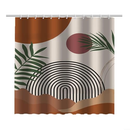 Rostfreie Haken Duschvorhang mit Blattmuster Badezimmer Wasserdicht für Duschen, Badewannen, Wohnmobil, Hotels, Motels, Schlafsäle und Campinganhänger (180 x 180 cm) von Allthingstore