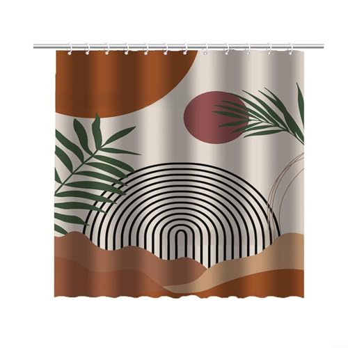 Rostfreie Haken Duschvorhang mit Blattmuster Badezimmer Wasserdicht für Duschen, Badewannen, Wohnmobil, Hotels, Motels, Schlafsäle und Campinganhänger (180 x 200 cm) von Allthingstore
