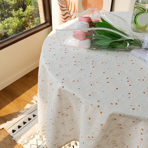 Schicke Tischdecke aus Baumwolle und Polyester mit Quasten für anspruchsvolle Tischdekoration (C) von Allthingstore
