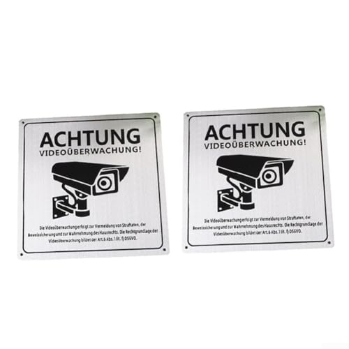 Schild mit Aufschrift "For Outdoor Caution Video", 15 x 15 cm, Aluminiumschild mit 4 Löchern, für Zäune und Tore (2 Stück) von Allthingstore