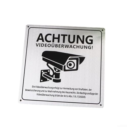 Schild mit Aufschrift "For Outdoor Caution Video", 15 x 15 cm, Aluminiumschild mit 4 Löchern, für Zäune und Tore (4 Stück) von Allthingstore