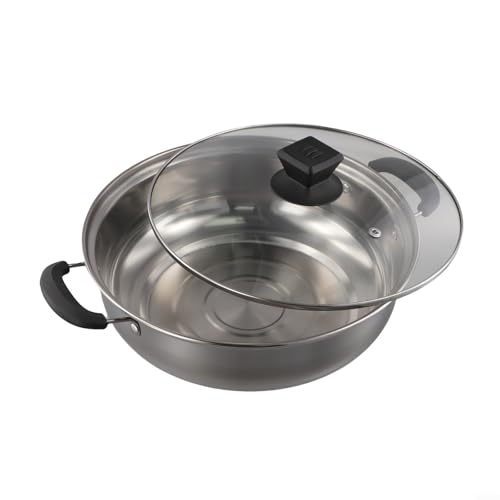 Schlankes Design trifft Funktionalität, Edelstahl-Kochgeschirr mit transparenter Glasabdeckung und sicherem Griff (28 cm) von Allthingstore