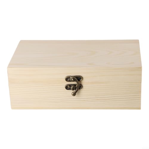 Schmuckschatulle aus natürlichem Kiefernholz mit Verriegelungsverschluss und Scharnierdeckel, entworfen für Halsketten, Armbänder, Uhren, kleine Werkzeuge und Bastelmaterialien auf dem Schreibtisch (M Schmuckschatulle aus natürlichem Kiefernholz mit Verriegelungsverschluss und Scharnierdeckel, entworfen für Halsketten, Armbänder, Uhren, kleine Werkzeuge und Bastelmaterialien auf dem Schreibtisch (M von Allthingstore