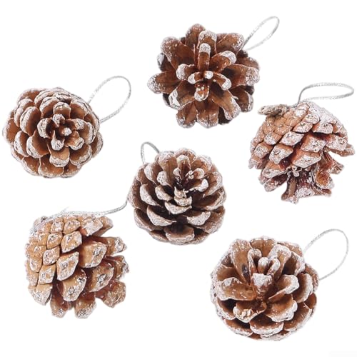 Schneebedeckter Tannenzapfen, kleiner Weihnachtsbaum für den Desktop-Einsatz mit DIY-Montage für Urlaubsdekoration (weiß, klein) von Allthingstore