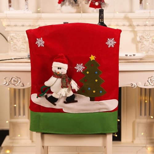 Schonbezug für Esszimmerstühle, Stretch-Stuhlhusse für Bankett und Restaurant, für Party und Heimdekoration (Schneemann) von Allthingstore