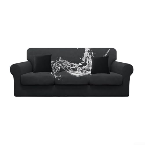 Schützendes 3-Sitzer-Sofa-Bezug-Set aus wasserabweisendem Polyester, perfekt für Haushalte mit Kindern und Haustieren (schwarz) von Allthingstore