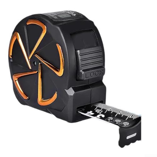 Schwarz-goldenes Maßband mit bruchfestem Design, Karbonstahl-Haken für zuverlässige Genauigkeit, Doppelbremse und seitlich montierter Verriegelungsknopf für einfache Verwendung (blau, 10 m x 25 mm) von Allthingstore