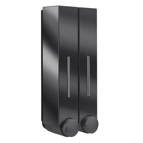 Seifenspender zur Wandmontage, 420 ml Fassungsvermögen, mit drei separaten Kammern, für Bad und Dusche, Kunststoffkonstruktion mit hygienischem Design (schwarzes Doppel) von Allthingstore