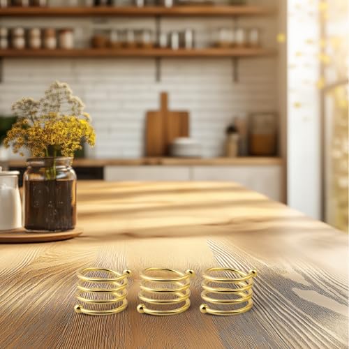 Set mit 12 eleganten Serviettenringen, handgefertigt, Metallhalter für alle Ihre Anlässe (Gold und Gold) von Allthingstore