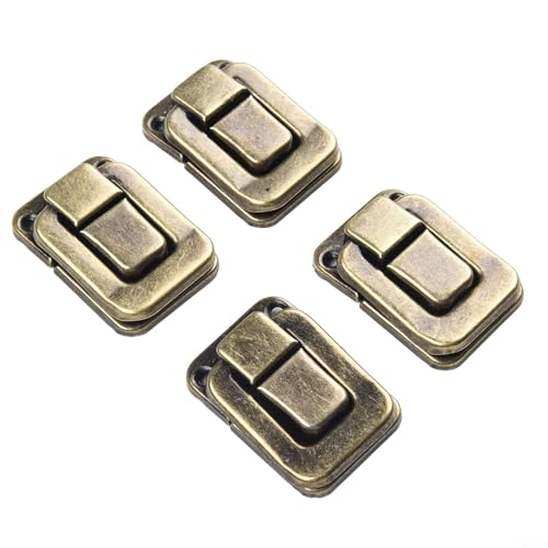 Set mit 4 Vintage-Eisen-Haspenschlössern für dekorative Schmuckschatullen und Koffer, antike Clip-Schnalle (L grüne Bronze) von Allthingstore